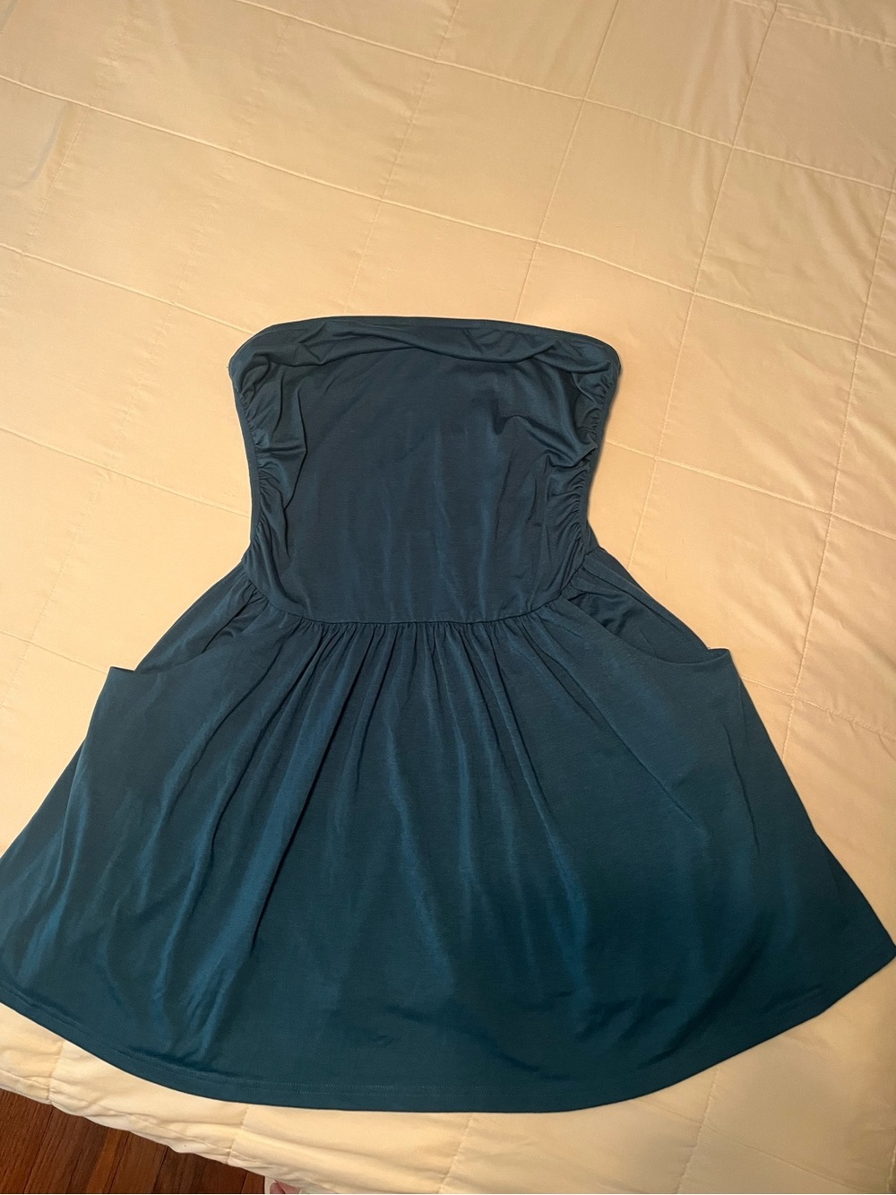 CUPSHE Aqua Ruched Jersey Tube Dress Size Large - Picture 6 of 10